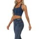 thumbnail image 4 of INSPIRAR CHIC Top de Mujer de Mezclilla Sin Mangas con Botones y Cuello Halter XS Azul Oscuro, 4 of 5