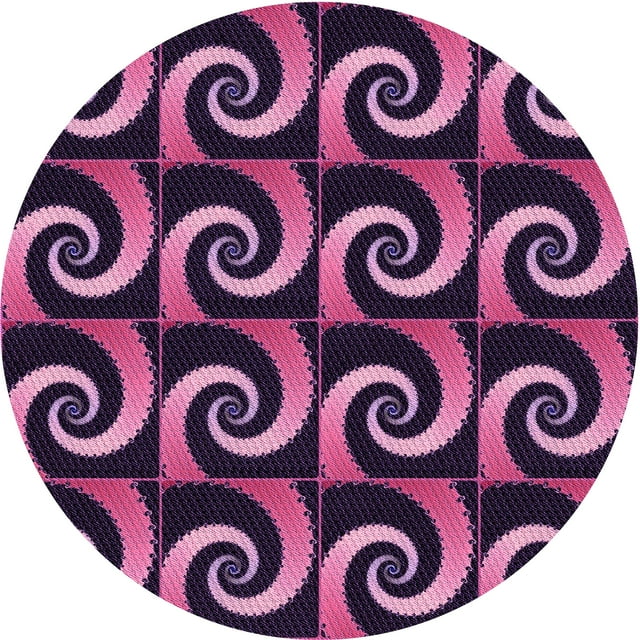 Ahgly Tapis Rond Lavable en Machine Intérieur Transitionnel Orchidée Violet, 7 Pieds Rond