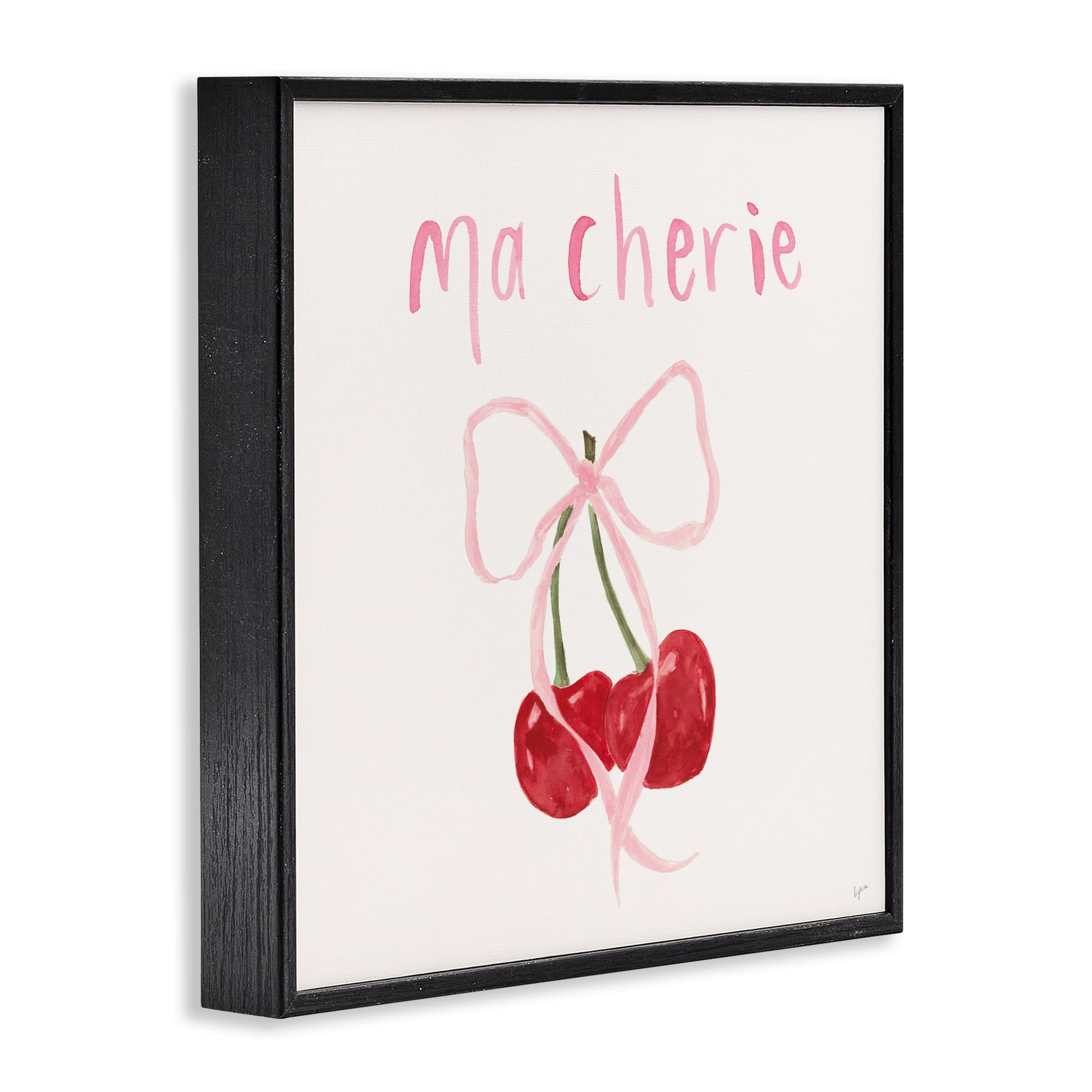 Stupell Industries Ma Cherie Ribboned Cherries Black Framed Giclee Art, design by Lucille Price