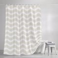 thumbnail image 3 of Cream Stripe Shower Curtains for Bathroom, Modern Abstract Waves Beige Striped Waterproof Fabric Shower Curtain, Decorative Bathroom Curtain for Bathtub, 72"x84" , No Hooks Included, 3 of 9