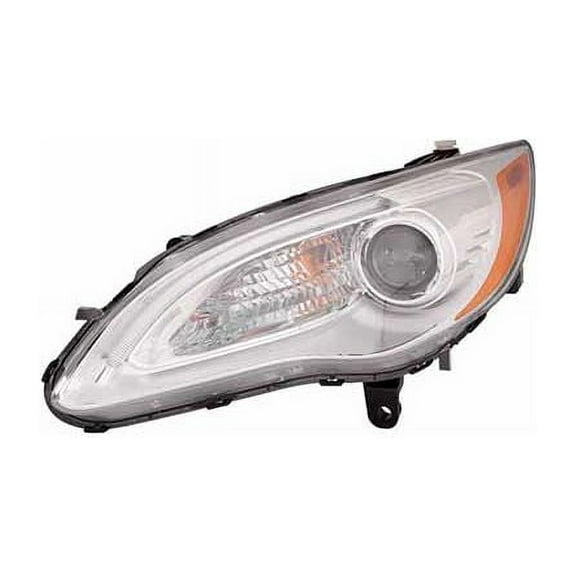 Left Driver Side Halogen Headlight Assembly - with Chrome Bezel - Compatible with 2011 - 2014 Chrysler 200 Sedan / Convertible (Except S Model) 2012 2013