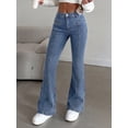 thumbnail image 6 of EMMIOL Women's Y2K High Waist Flare Jeans,Vintage American Red Star Print Distressed Stretch Bootcut Denim Pants,Retro 90s Bell Bottoms Suitable for Independence Day, 6 of 8