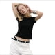 thumbnail image 2 of Camisetas de Algodón para Mujer, Cuello Redondo, Corta, Básicas, Informales, de Verano, Color Liso, Negras, S, 2 of 9