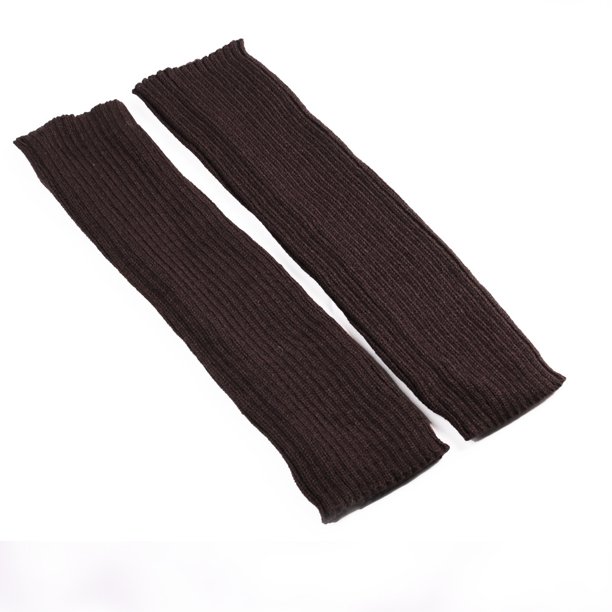 Nvzi 2 pares de calentadores de piernas para mujer, calentadores de piernas tejidos con puños elásticos antideslizantes, moda Y2K para fiestas, deportes, yoga, ballet y danza, color café