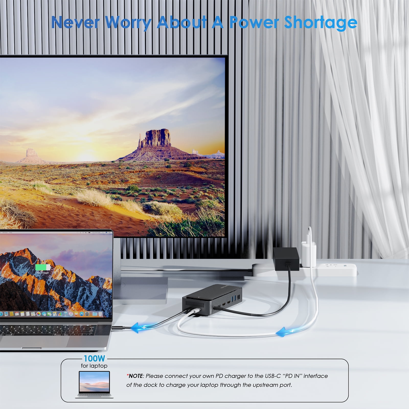 13-in-1 USB C Dock with 100W charge 4K HDMI/DP Gigabit RJ45, 10Gbps USB HUB SSD Enclosure for Laptop