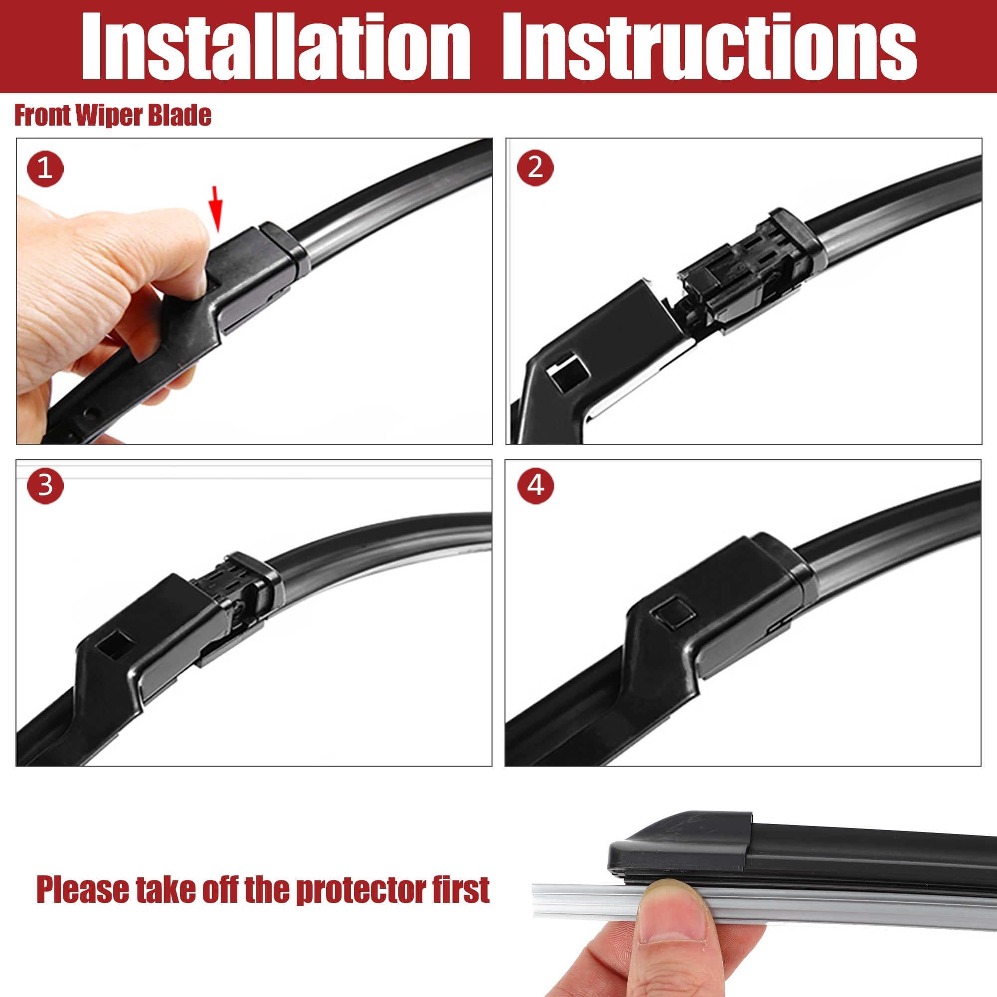 Unique Bargains 24 Inch 17 Inch 13 Inch Front Rear Windshield Wiper Blade Replacement Set