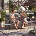 thumbnail image 3 of PARKWELL 8-Piece Outdoor Patio Furniture Set, 7-Seat High Back Wicker Cushioned Conversation Set with Coffee Table for Porch - Gray, 3 of 10