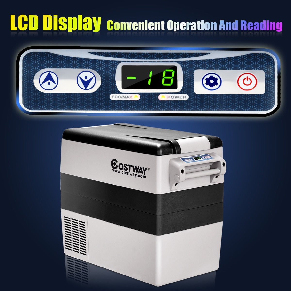 Costway 90 QT Car Refrigerator Portable Travel Freezer Chest Cooler  w/Compressor DC 12/24V & AC AX10006US-GR - The Home Depot