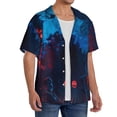 thumbnail image 2 of Balery Spooky Halloween Night Scene Camisa Casual de Manga Corta con Botones para Hombre, Texturizada, Estilo Cubano, para Playa, Verano-Small, 2 of 5