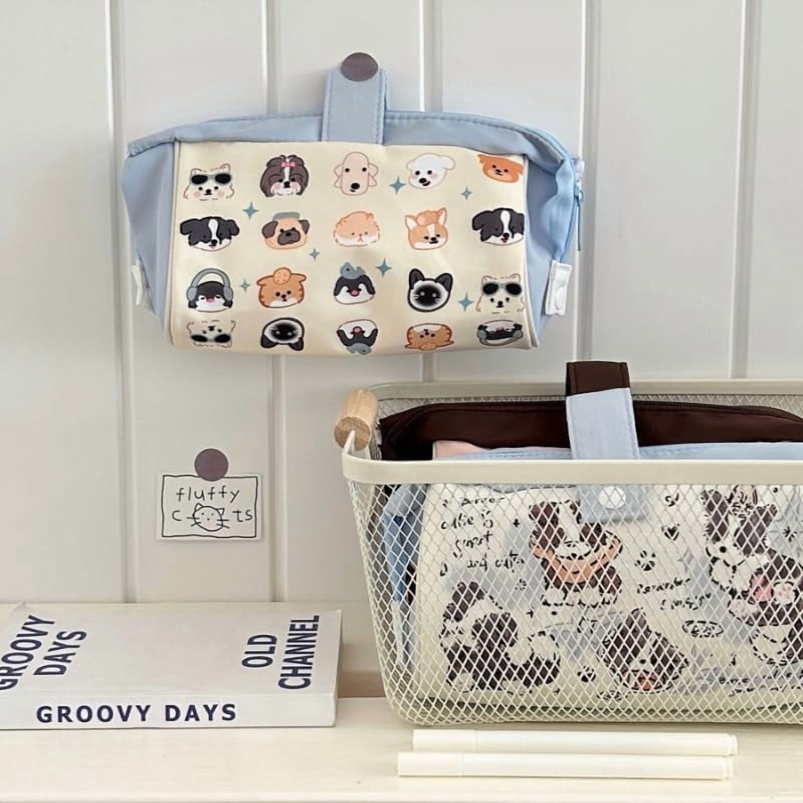 Fountwell Coquette Preppy Pencil Pouch – Kawaii Puppy College Case, Large Pencil Organizer for School