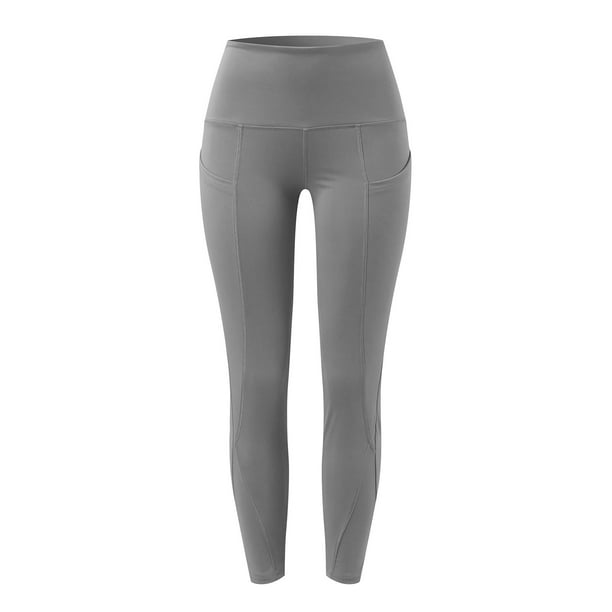 TOWED22 Women's Fleece Lined Leggings Water Resistant Thermal Winter Warm  Tights High Waisted with Pockets(Grey,L) 