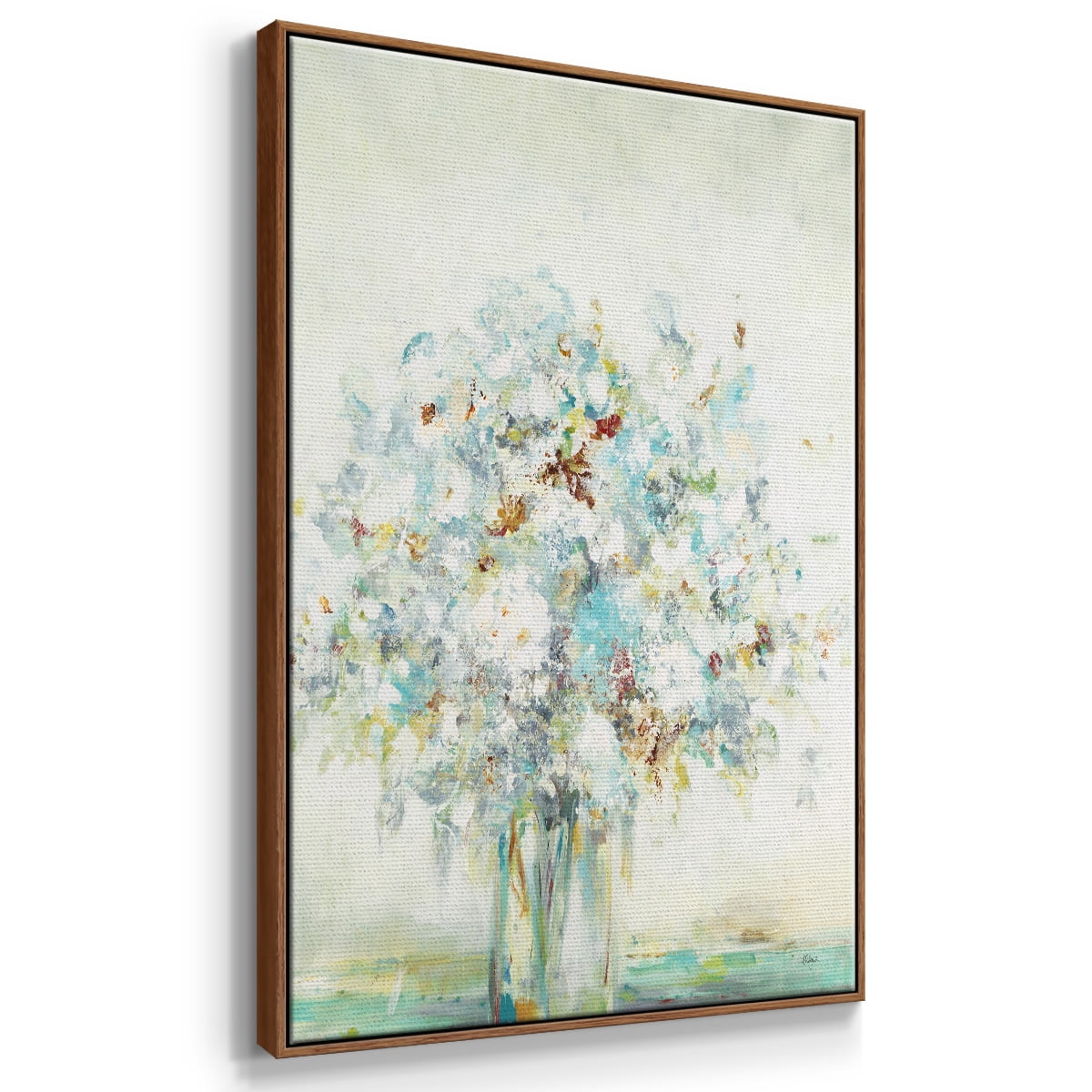 Te x tured Bouquet Framed Premium Gallery Wrapped Canvas - Ready to Hang - 27 x 41 - Walnut Floating Frame