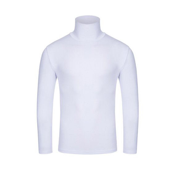 MSJUHEG Mens Dress Shirts Dress Shirts For Men Round Neckline Long Sleeve Men'S Turtleneck Long Sleeve Solid Colour Stretch Slim Fit Bottoming Top Blouse Men'S Dress Shirts White Xxl