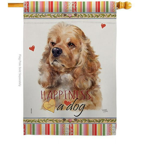 Breeze Decor H110143-BO 28 x 40 in. Dog Cocker Spaniel Happiness Double-Sided Decorative Vertical House Flag
