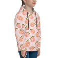 thumbnail image 3 of Fotbe Peach With Leaves Pattern Youth Pullover Hooded Sweatshirt, Boys Hoodie, Kangaroo Pocket Hoodie for Kids Girls -Medium, 3 of 6