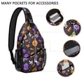 thumbnail image 2 of Sling Backpack,Cute Halloween Icons Pattern Sling Bag with Water Bottle Holder,Waterproof Sling Bag for Men/Women with Headphone Jack for Hiking,Travel, 2 of 6