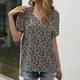 thumbnail image 2 of Blusa de manga corta con cuello en V y estampado informal para mujer a la moda OAVQHLG3B Store  lin121212, 2 of 4