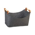 thumbnail image 4 of Felt Firewood Bag Carrying Handbag Heavy Duty Rack with Wooden Handle Reusable Holder Log Carrier Tote Large Storage Bag for Picnic Camping 40cmx22cmx27cm, 4 of 8