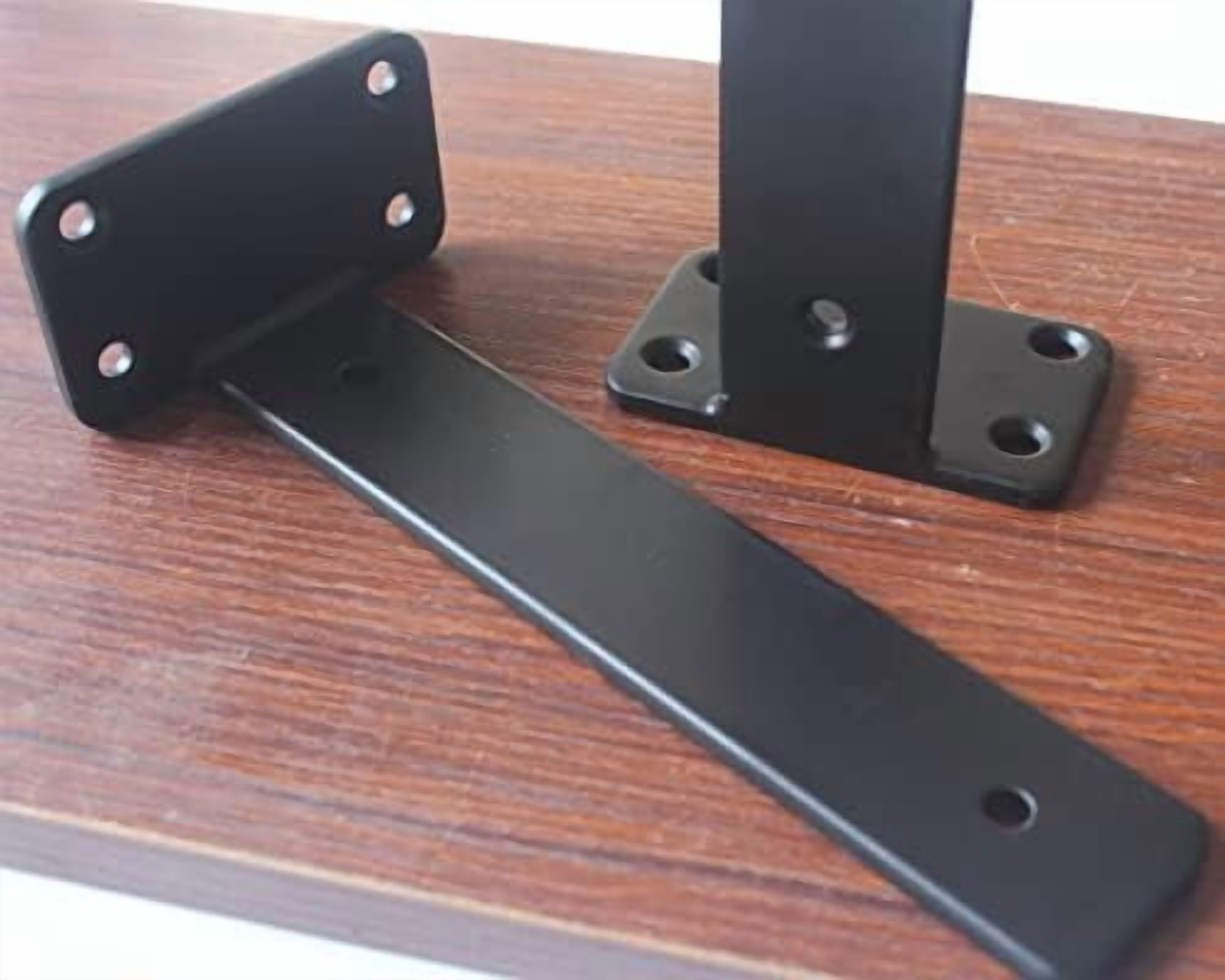8 Pack - 8 inch Black Hidden L Shelf Bracket (1/5 Inch Thicked) Iron Floating Shelf Brackets Rustic Industrial Metal Brackets for Shelf Support