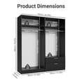 thumbnail image 4 of MADESA 4 Doors 2 Drawers Wardrobe Set Armoire Closet Bedroom Storage Cabinet with Shelves and Hanging Space 63"L Wooden Clothing Organizer Unit - Black, 4 of 12