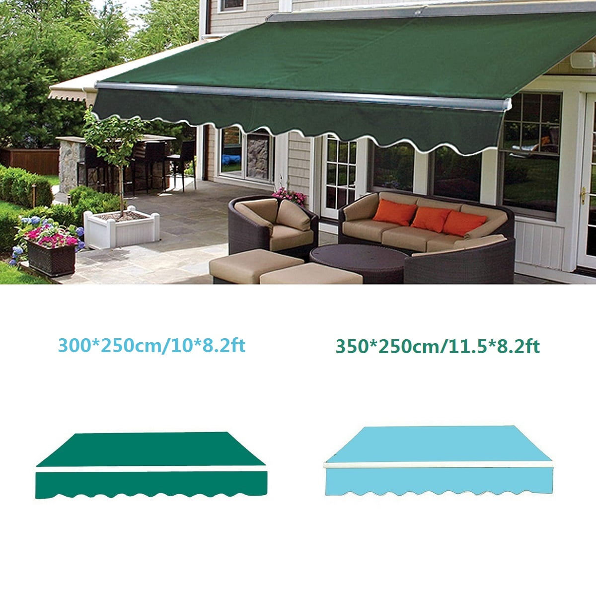ALEKO Fabric Replacement For 10x8 Ft Retractable Awning Green Color
