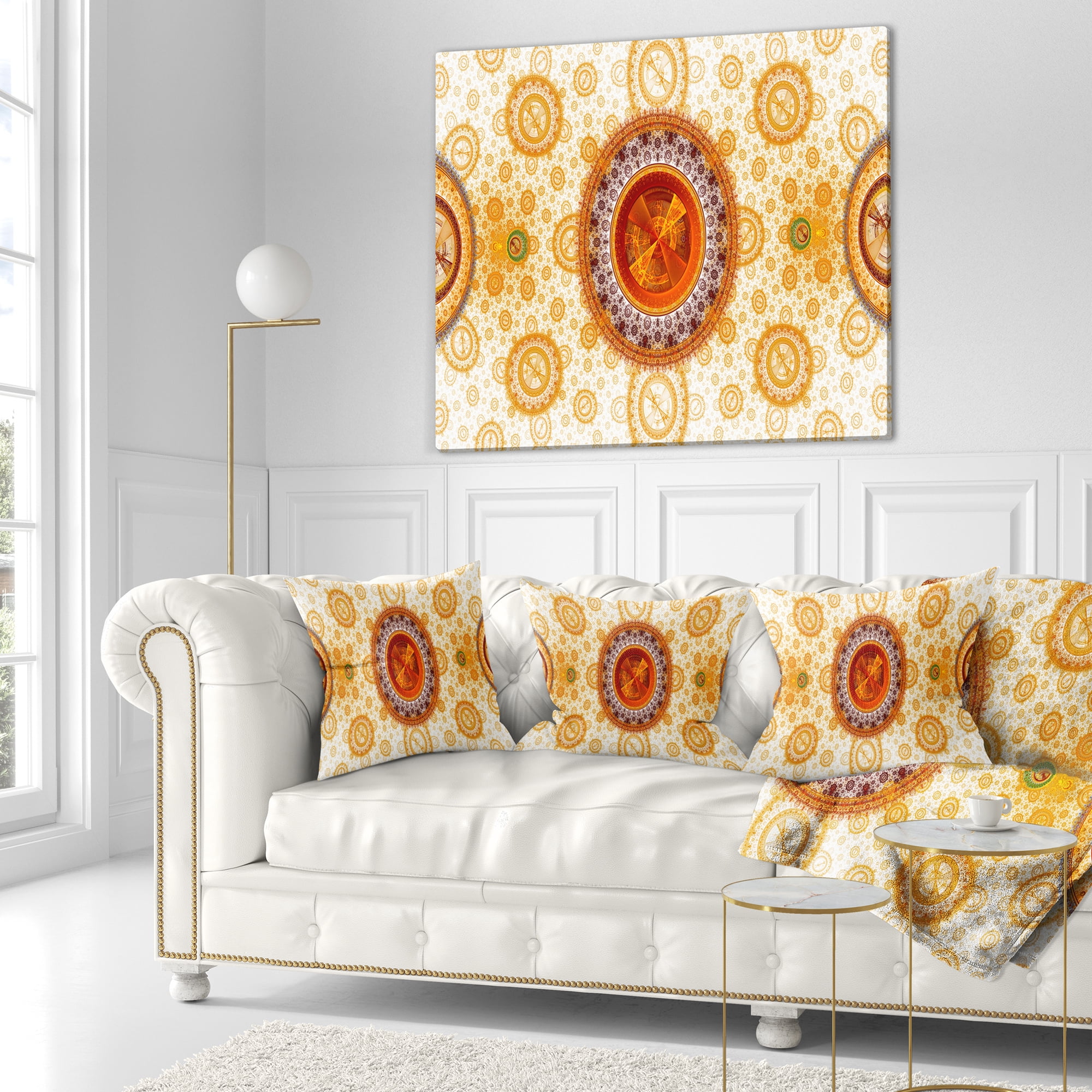 Designart Yellow Psychedelic Relaxing Art - Abstract Throw Pillow - 16x16