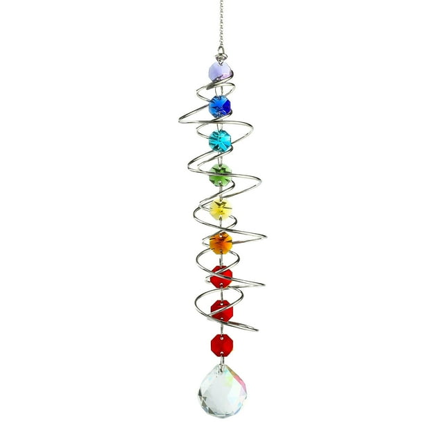 JJKBVCLO Spiral Garden Ornament Rainbow Crystal Pendant Pendant Rotating Wind Chime Catcher