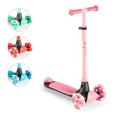 Yvolution Glider Kiwi Pink, 3 Wheels Kids Scooter, Unisex, Ages 3-8 Years, Light-up Wheels