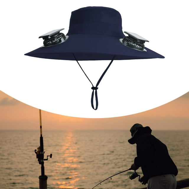 Sombrero con ventilador de energía solar, transpirable y versátil para correr, senderismo, ciclismo y actividades al libre. Azul