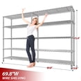 thumbnail image 5 of REIBII 69.8" Wide Chrome Storage Shelves for Garage Wire Shelving Unit 5 Tier Adjustable Shelving for Pantry Shelves Kitchen Shelving, 5 of 8