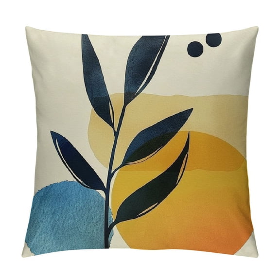 PRATYUS Boho Abstract Modern Art Decorative Throw Pillow Cover, Minimalist Geometric Bohemian Sun Moon Decoration, Botanical Plant Square Pillowcase Cushion Case Sofa Couch Home Decor 12x12in