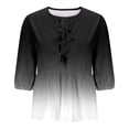 thumbnail image 5 of Dovford Women Bow Tie Front Shirt Top Cute Puff Sleeve Y2K Peplum Ruffle Babydoll Blouse Lace Up Summer Going Out 2024, 5 of 5