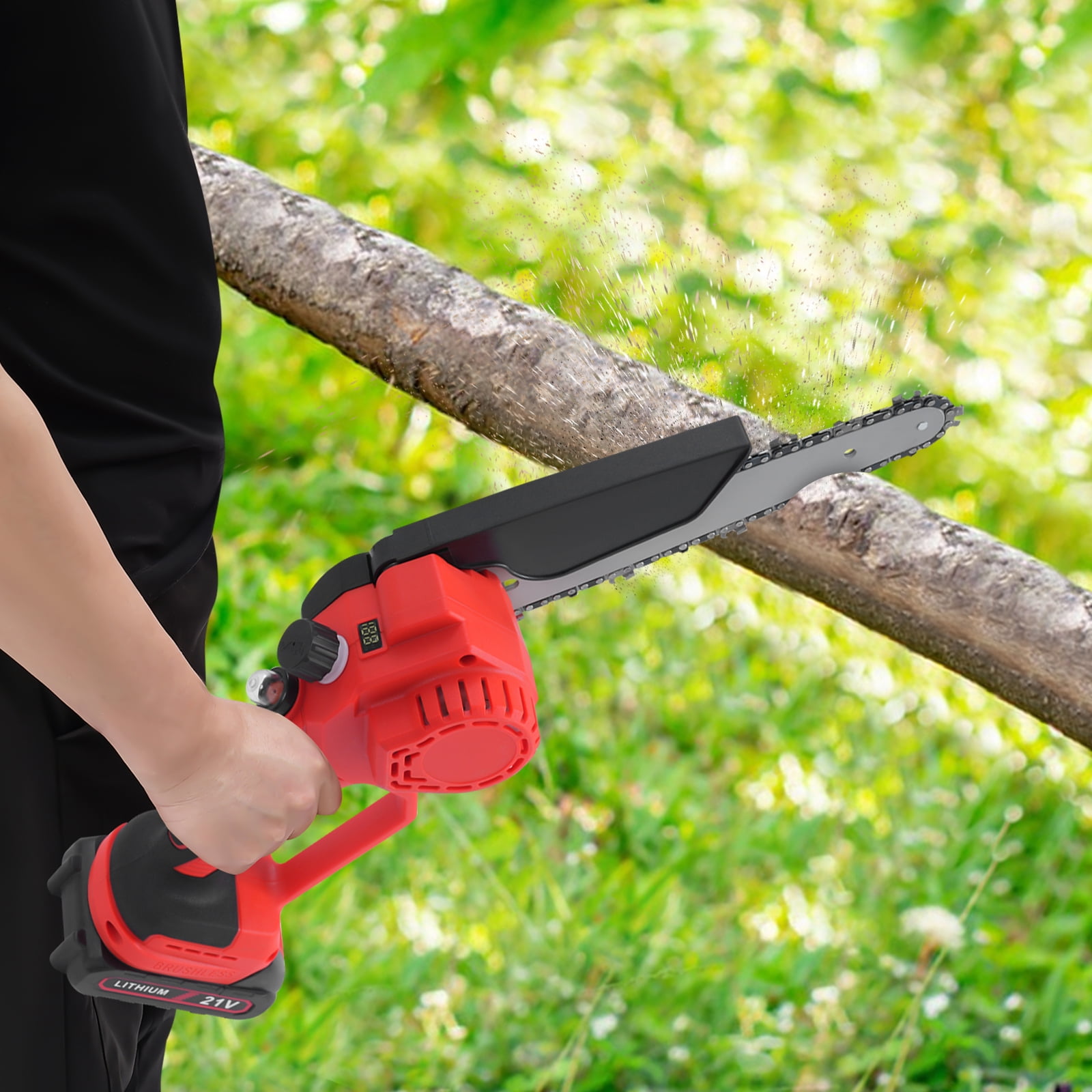 3.15*4.53*22.83 Excellent Black Red Mini Handheld Electric Chain Saw for Home Repairs and Maintenance
