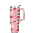 thumbnail image 2 of Strawberry Cute 40 Oz Tumbler with Handle Lid and Straw, Stainless Steel Double Walled Vacuum Insulated Cup, Cute Anniversary Wedding Birthday Gifts Tumbler for Women Men Friends Outdoor Indoor, 2 of 7