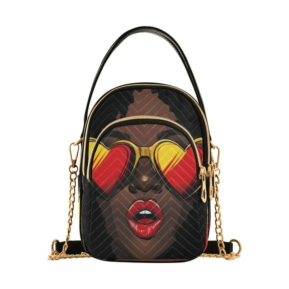 ALAZA Chain Crossbody Bags for Women African Woman Shoulder Handbag Phone Purse