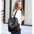 thumbnail image 4 of BR Elegante mochila negra de piel sintética para mujer: ligera, espaciosa y versátil para uso informal y de oficina, 4 of 4