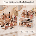 thumbnail image 7 of GAZILY® 3-Tier Clear Makeup Organizer with 2 Drawers for Vanity Countertop, Divided Cosmetic Storage for Lipstick, Brushes, Palettes and Skincare, 7 of 7