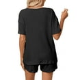 thumbnail image 4 of UVN 2 Piece Pajama Sets for Women Short Sleeve Top and Shorts Sleepwear Casual Lounge Set with Pockets, 4 of 6
