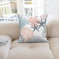 thumbnail image 5 of Nautical Coastal Beach Pillow Cover 16x16 Set of 2,Ocean Themed Coral Starfish Pillowcase Cushion Cases for Couch Sofa Bed Home Decor, Teal, 5 of 6