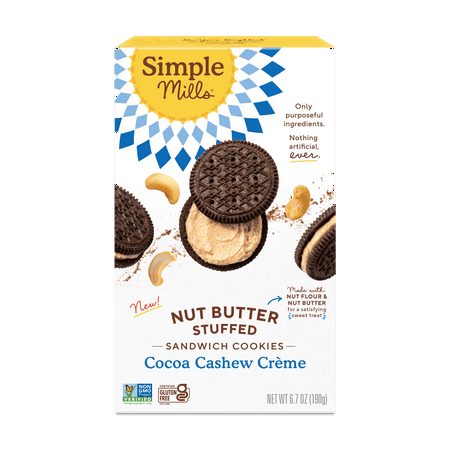 Best by Mar 2325 Simple Mills Nut Butter Stuffed Sandwich Cookies  Cocoa Cashew Creme  Gluten-Free  6.7 oz