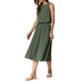 thumbnail image 4 of INSPIRE CHIC Women's Summer 2 Piece Skirt Set Casual Cotton Sleeveless Tank Top Midi Skirt S Army Green, 4 of 6