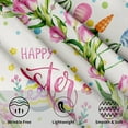 thumbnail image 6 of Floral Coloring Round Easter Tablecloth, Spring Pink Tulip Flower Table Cover Kitchen Dining Room Dinner Easter Eggs Tablecloth Party Decorations Stain Resistant Round 60", 6 of 6