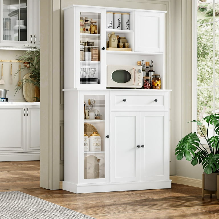 Homfa Kitchen Pantry Storage, Modern Hutch Cabinet with