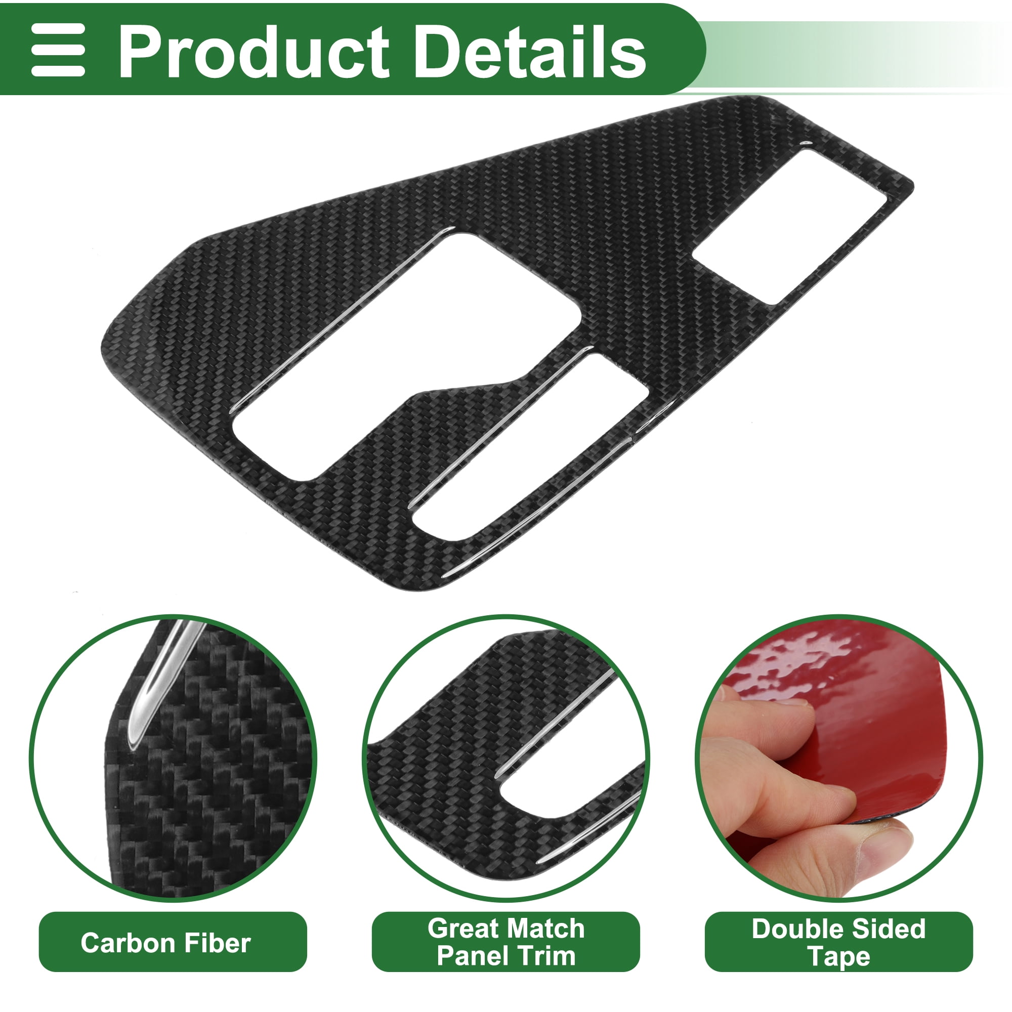 Unique Bargains Carbon Fiber Gear Shift Knob Button Cover for Subaru Crosstrek 2024-2025 Console Gear Panel Decal Trim Sticker Interior Accessories Carbon Fiber Black