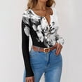 thumbnail image 6 of Womens Tops Dressy Casual Long Sleeve Ribbed Shirts Henley Neck Slim Fit Stretch Knit Tops Fall Winter Clothes, 6 of 6