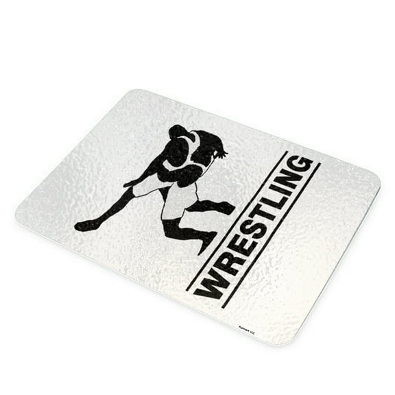 KuzmarK Glass Cheese Cutting Board 11"x7.75" - Wrestling Match