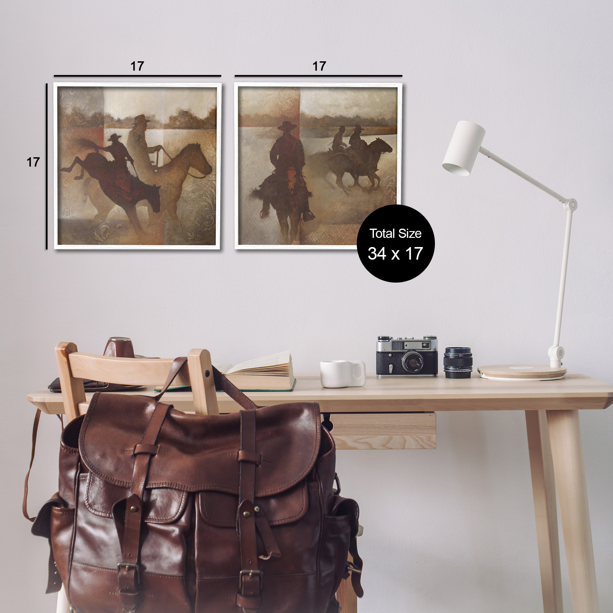 Stupell Industries Rodeo Cowboy Silhouette Animals & Insects Painting White Framed Art Print Wall Art, 17 x 17, Set of 2