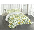 thumbnail image 3 of Ambesonne Nature Quilted Bedspread Set 3 Pcs, Lemon Woody Romantic, Queen Size, Fern Green Yellow White, 3 of 5