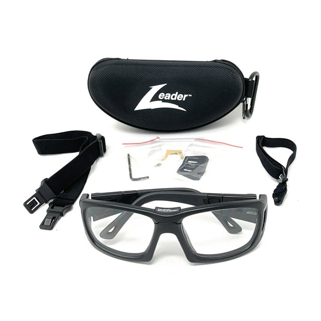 LEADER ProX Sport Goggles Package Matte Black ASTM Basketball Soccer Medium