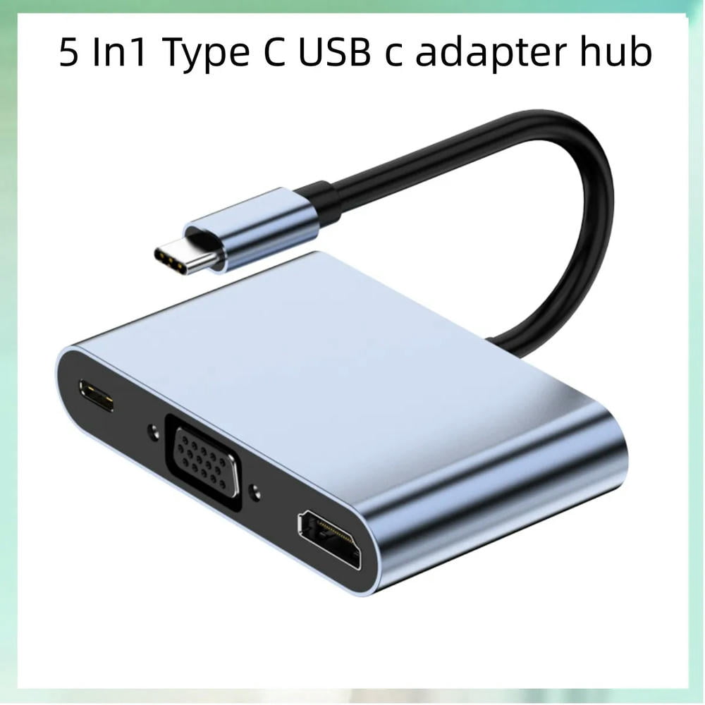 FOR 5 In1 Type C USB c adapter hub To 4K HDTV USB 3.0 VGA 3.5mm audio PD Charging For Laptop PC HUB